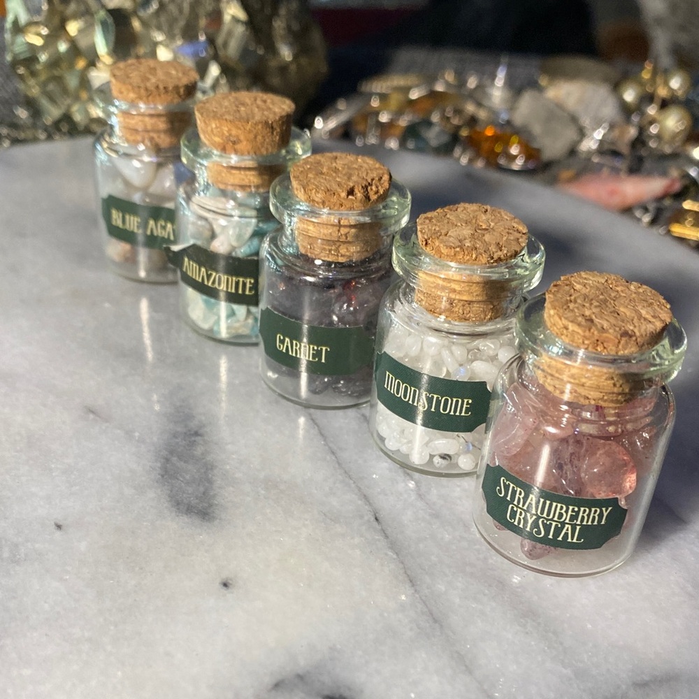 Mini Gemstone Bottles Set Corked
